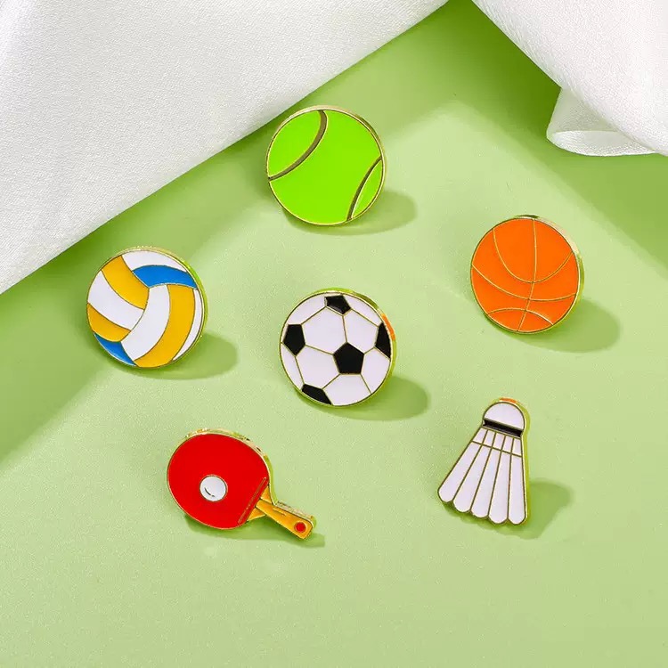Badminton Icon - Sports Ball Enamel Pins, Tennis Basketball